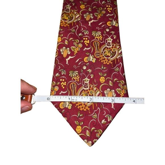 Salvatore Ferragamo Red Fall Harvest Print Handmade Neck Tie - Picture 2 of 6